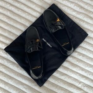 Saint Laurent Black Leather Loafers